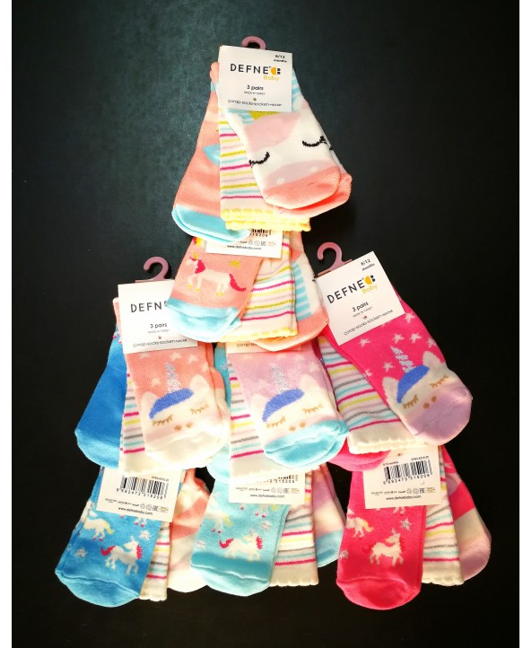 Defne бебешки чорапи 3 чифта 6-12 еднорози